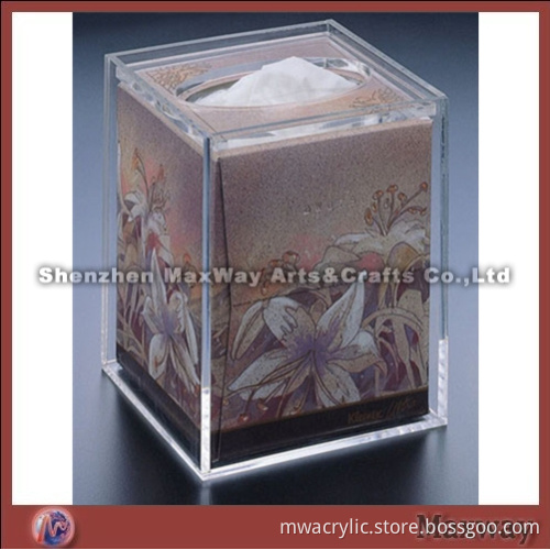 Clear Cubical Hot Selling Acrylic/Lucite Napkin Tissues Paper Holder for Hotel